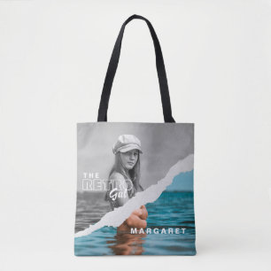 Retro Stylish Black & White Portrait Photo Display Tote Bag