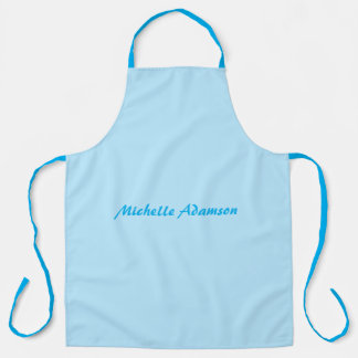 Retro Stylish Elegant Plain Sky Blue White Apron