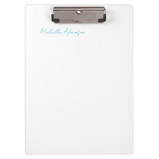 Retro Stylish Elegant Plain Sky Blue White Clipboard (Front)