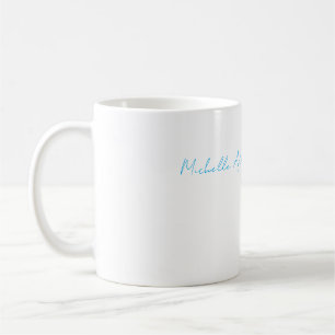 Retro Stylish Elegant Plain Sky Blue White Coffee Mug