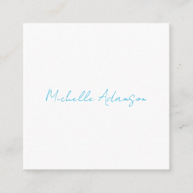 Retro Stylish Elegant Plain Sky Blue White Enclosure Card (Front)