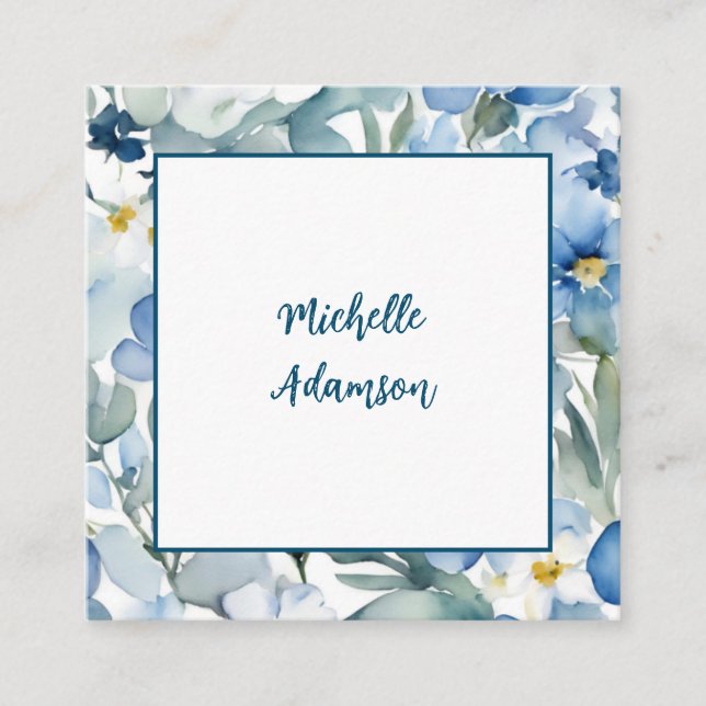 Retro Stylish Elegant Plain Sky Blue White Enclosure Card (Front)