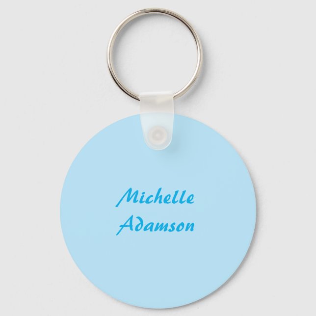 Retro Stylish Elegant Plain Sky Blue White Key Ring (Front)