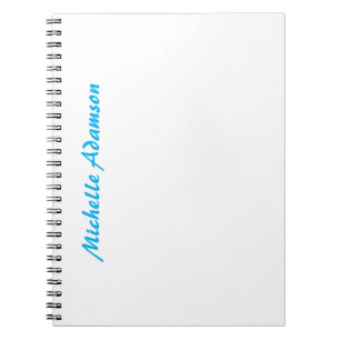 Retro Stylish Elegant Plain Sky Blue White Notebook