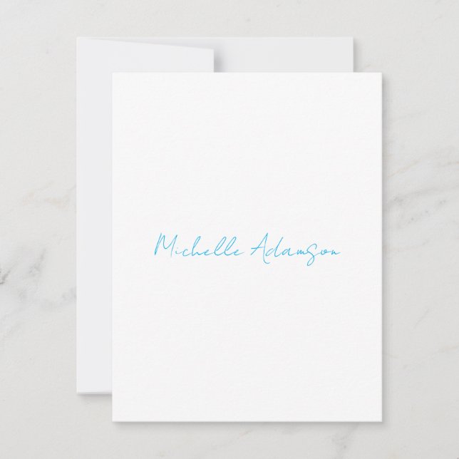 Retro Stylish Elegant Plain Sky Blue White RSVP Card (Front)