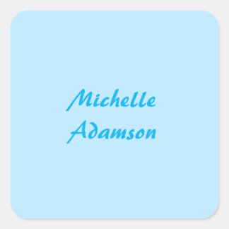 Retro Stylish Elegant Plain Sky Blue White Square Sticker