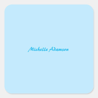 Retro Stylish Elegant Plain Sky Blue White Square Sticker