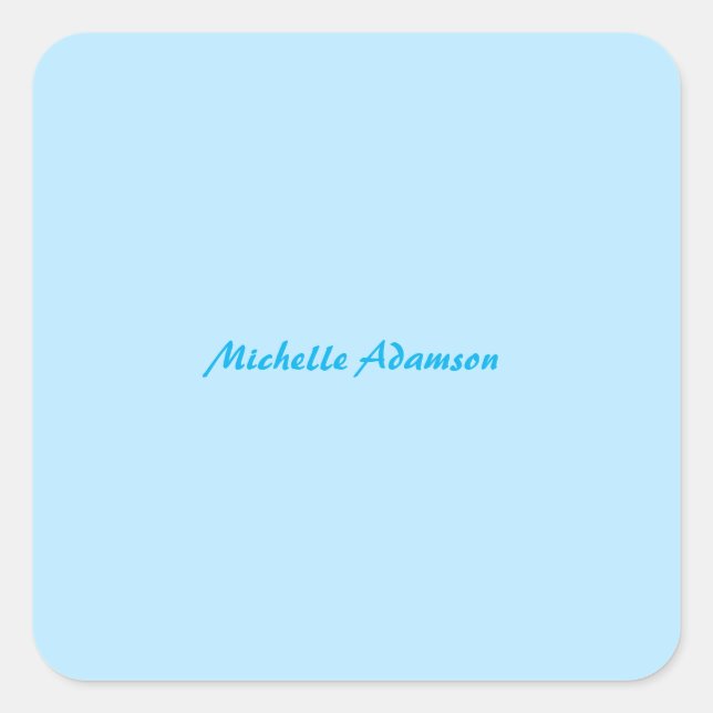 Retro Stylish Elegant Plain Sky Blue White Square Sticker (Front)