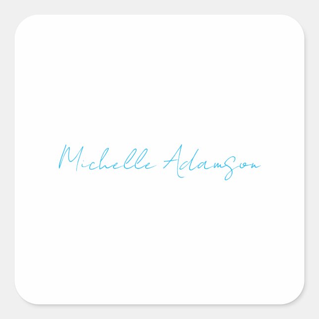 Retro Stylish Elegant Plain Sky Blue White Square Sticker (Front)