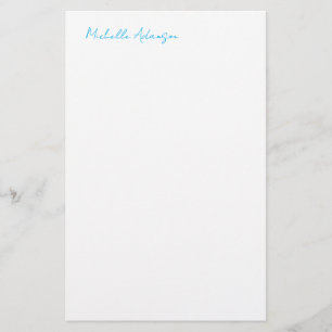Retro Stylish Elegant Plain Sky Blue White Stationery