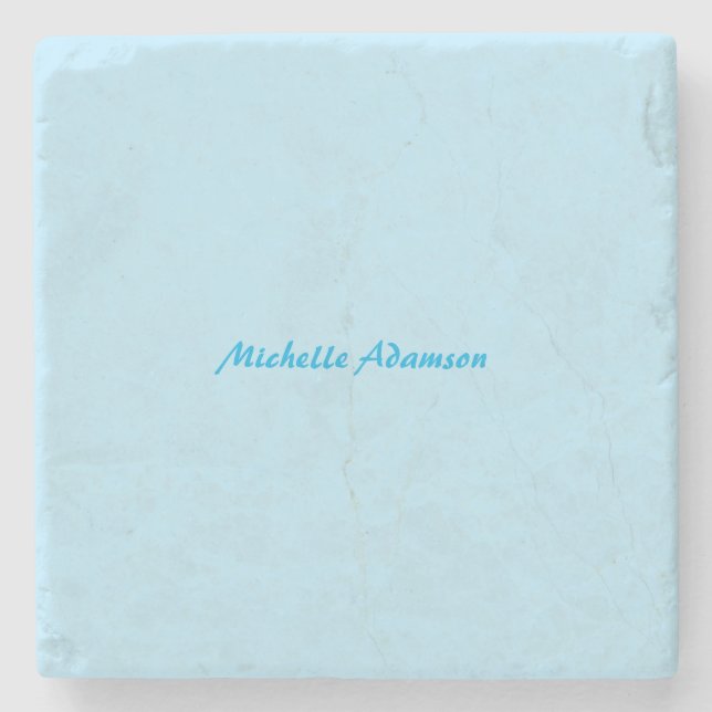 Retro Stylish Elegant Plain Sky Blue White Stone Coaster (Front)