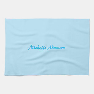 Retro Stylish Elegant Plain Sky Blue White Tea Towel