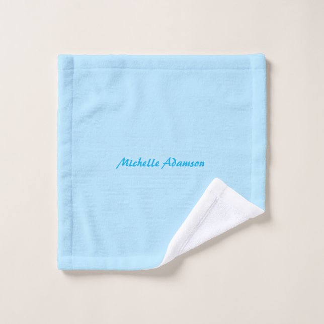 Retro Stylish Elegant Plain Sky Blue White Wash Cloth (Wash Cloth)