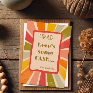 Retro Stylish Funny Grad Cash Quote Card