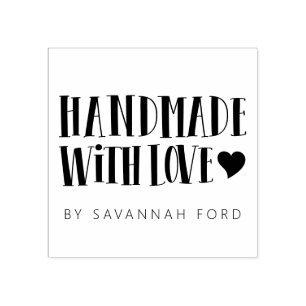 Retro stylish Handmade with love Rubber Stamp
