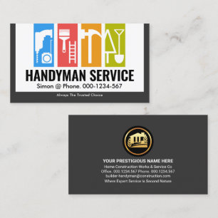 Retro Stylish Handyman Tools Placard Business Card