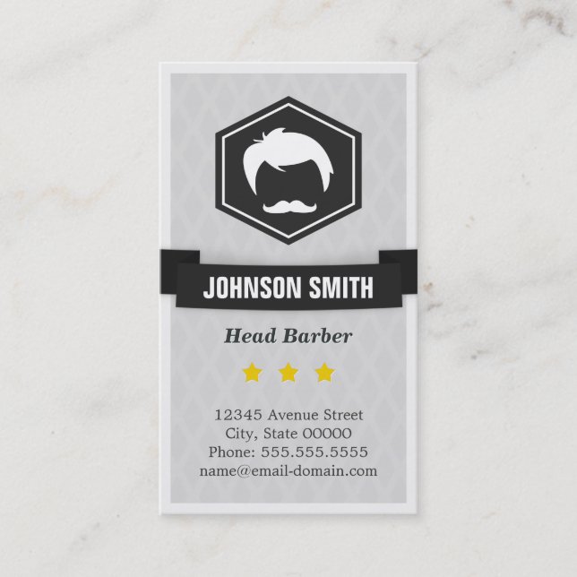 Retro Stylish Men's Haircut Barber Shop Logo Business Card (Front)