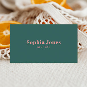 Retro Stylish Social Media Minimal Teal Business Card