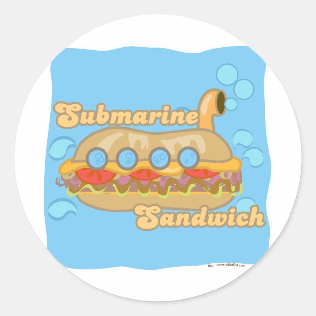 Retro Sub Sandwich Too! Classic Round Sticker (Front)