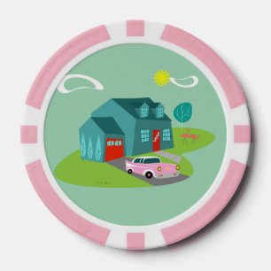 Retro Suburban House Poker Chip