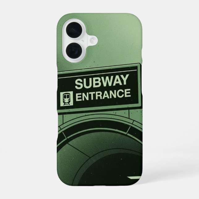 Retro Subway Sign iPhone 16 Case (Back)