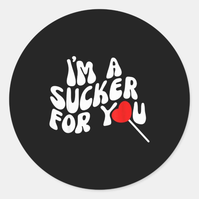 Retro Sucker For You Heart Lollip Gift Women Fans  Classic Round Sticker (Front)