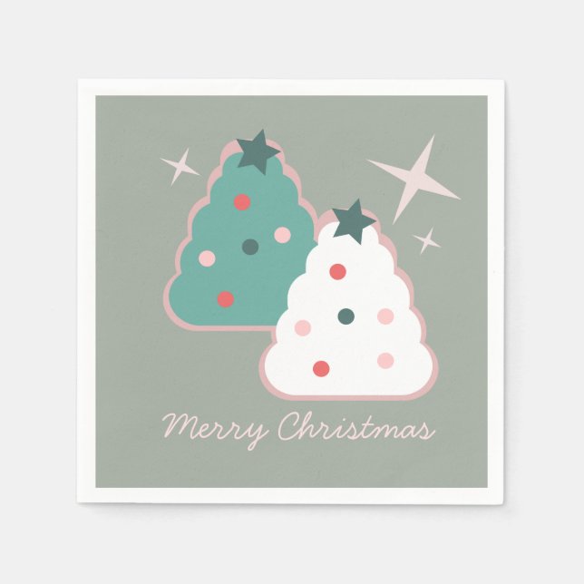 Retro Sugar Cookies Groovy Christmas  Napkin (Front)