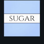 Retro SUGAR Pretty Blue White Outlined Stripes Canvas Print<br><div class="desc">This fun,  nostalgic design features text inside a wide white centre stripe highlighted with black pinstripes against light powder blue background stripes.  The SUGAR text can be personalised.</div>