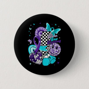 Retro Suicide Prevention Awareness Never Stop Figh 6 Cm Round Badge