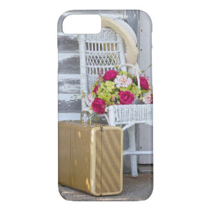 retro suitcase and flower basket iPhone 8/7 case