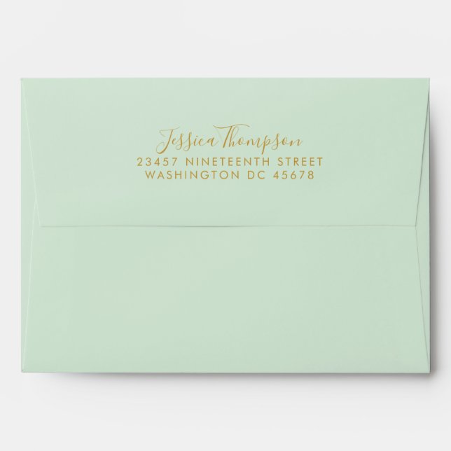 Retro Summer Abstract Stripes Mint Return Address  Envelope (Back (Top Flap))