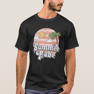 Retro Summer Babe Vintage Palm Sunset Beach Grap T-Shirt