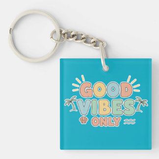 Retro Summer Beach Aesthetic Pastel Typography Art Key Ring