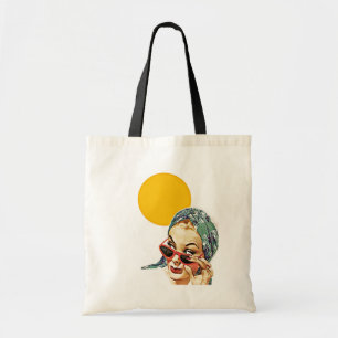 RETRO SUMMER BEACH BAGS TOTE BAG RED SUNGLASSES