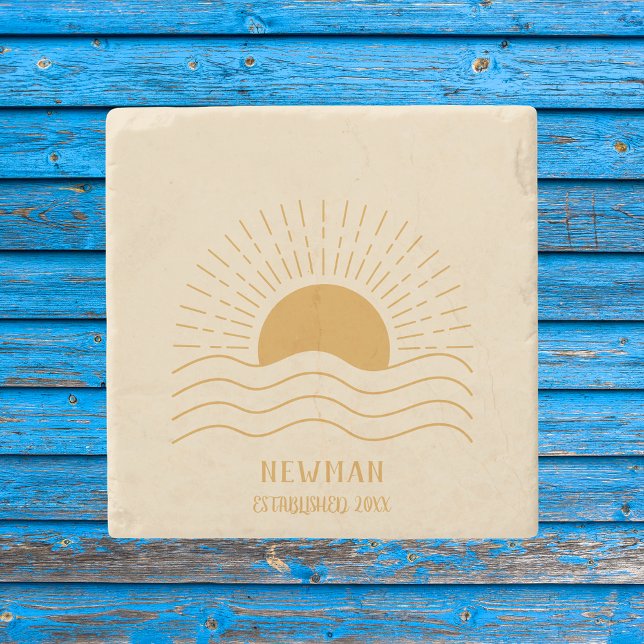 Retro Summer Beach Boho Sun Stone Coaster (Creator Uploaded)