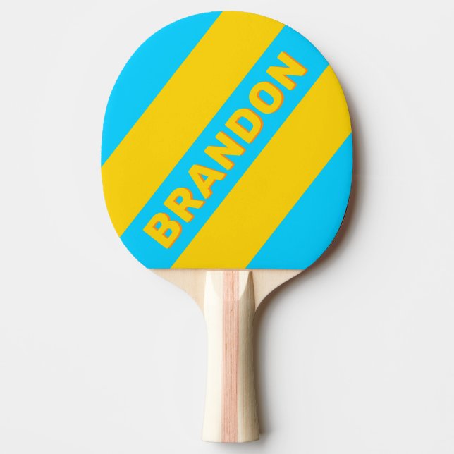 Retro Summer Beach Bold Stripes with Name Ping Pong Paddle (Front)