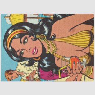 Retro Summer Beach Girl Comics Tissue Paper