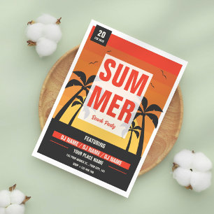 Retro Summer Beach Party Invitation