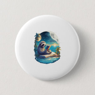 Retro Summer Beach Sloth 6 Cm Round Badge