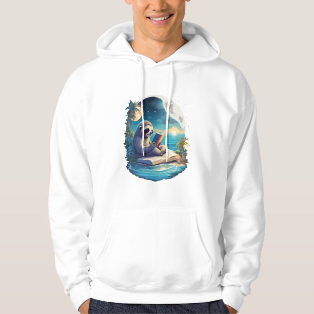 Retro Summer Beach Sloth Hoodie (Front)