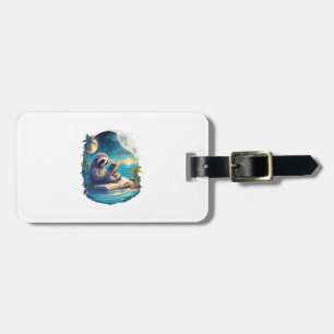 Retro Summer Beach Sloth Luggage Tag
