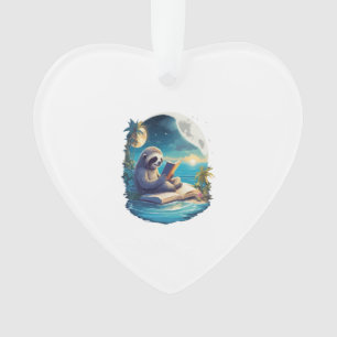 Retro Summer Beach Sloth Ornament