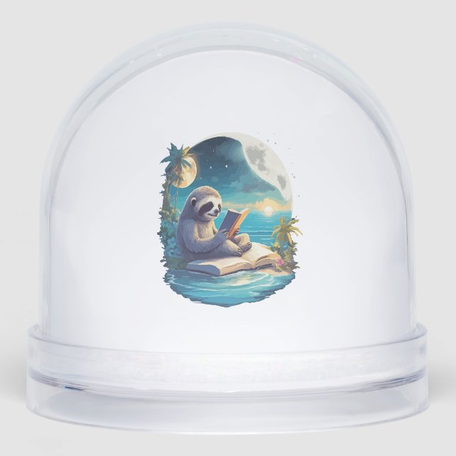 Retro Summer Beach Sloth Snowglobe (Front)