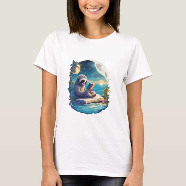 Retro Summer Beach Sloth T-Shirt (Front)