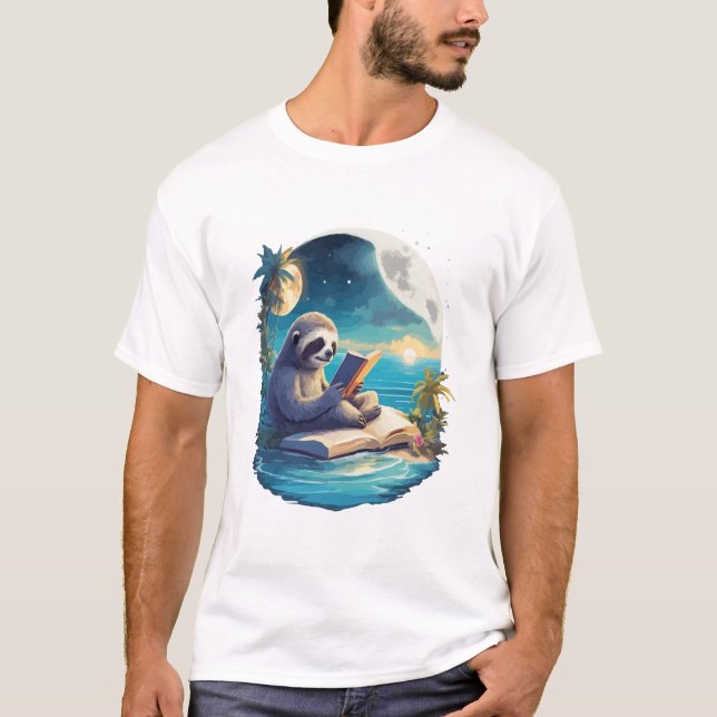 Retro Summer Beach Sloth T-Shirt (Front)