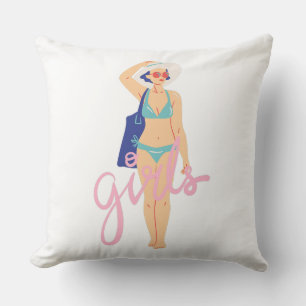 Retro Summer Beach Woman Bikini Girls Cushion