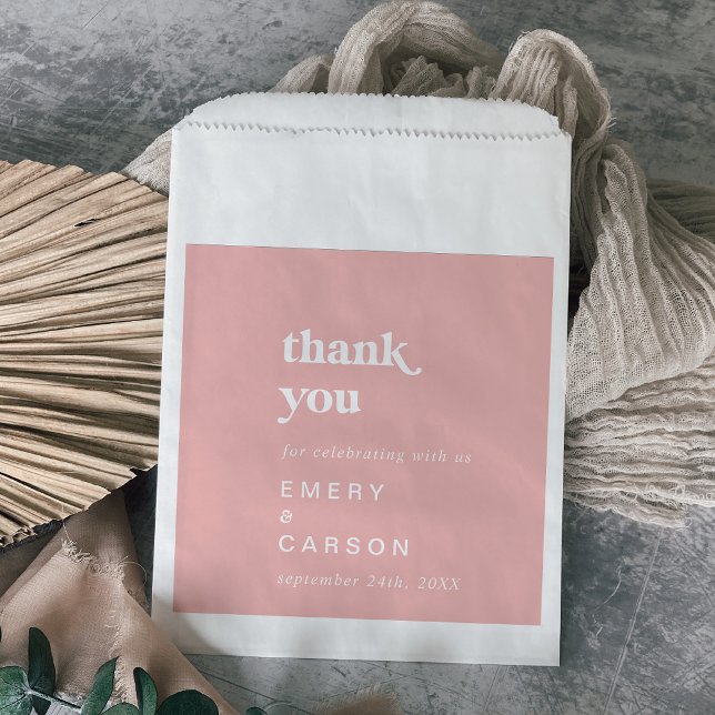 Retro Summer | Blush Pink Thank You Wedding Favour Bags (Creator Uploaded)