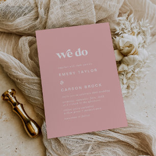 Retro Summer Blush Pink We Do Wedding Invitation