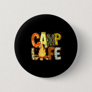 Retro summer camp life family adventure camping 6 cm round badge