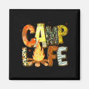 Retro summer camp life family adventure camping magnet